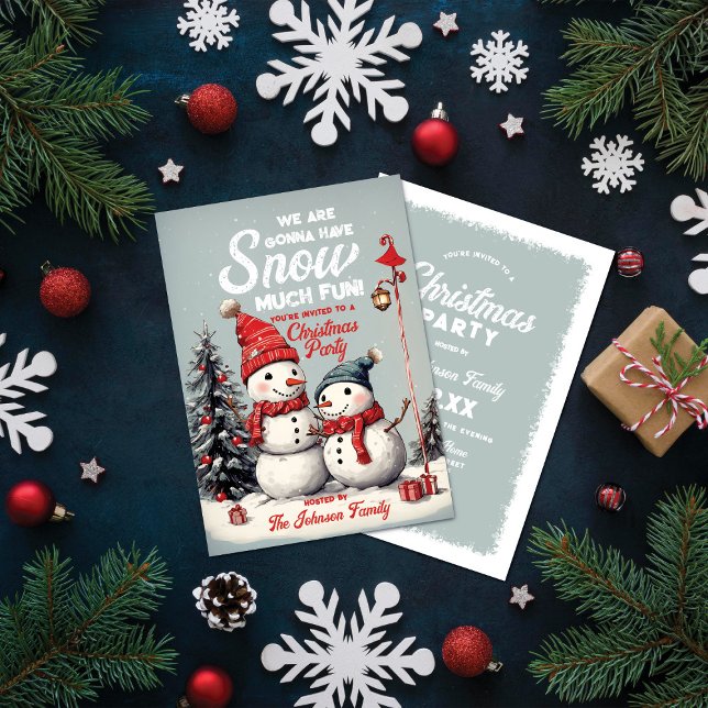 Snögubbe jul, Vintage, Party Inbjudningar (Skapare uppladdad)