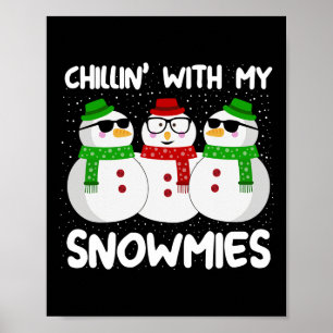 Snögubbe julchillin med mina snömier, ugga Gi Poster