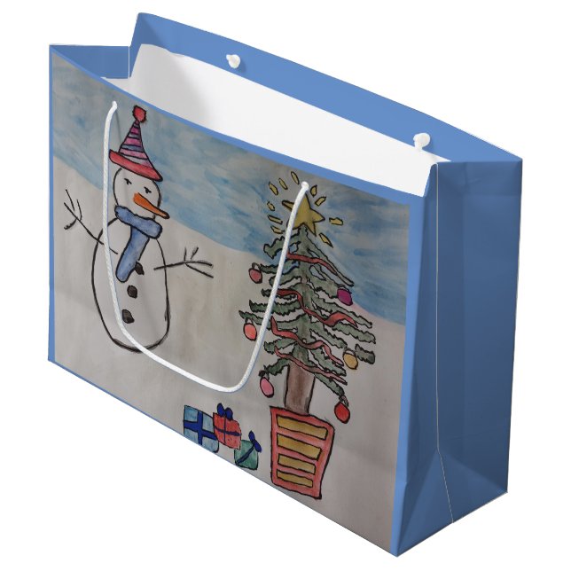 Snögubbe & Julgran Gift Bag (Framsidan Vinklad)