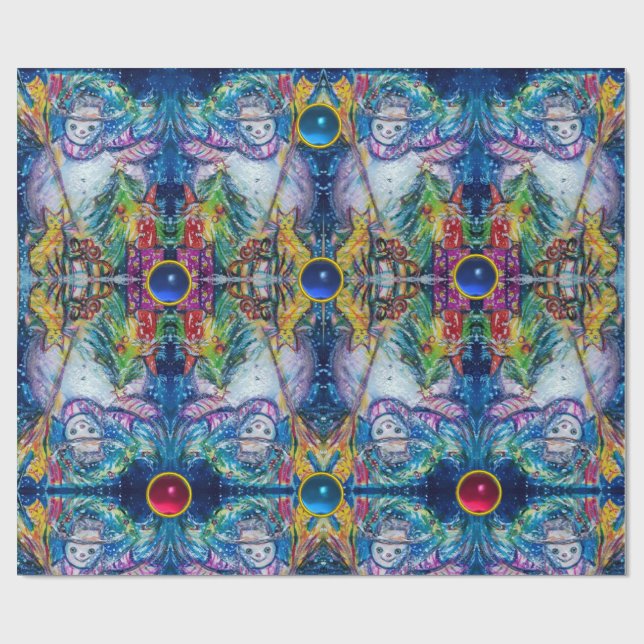 SNÖGUBBE,JULGRAN,LEKSAK,GEMSTONES Abstrakt Presentpapper (Platt)