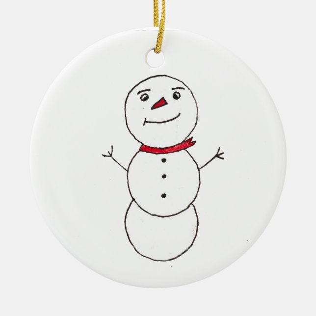 Snögubbe Julgransprydnad Keramik (Framsidan)