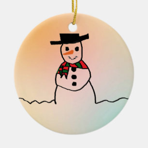Snögubbe Julgransprydnad Keramik