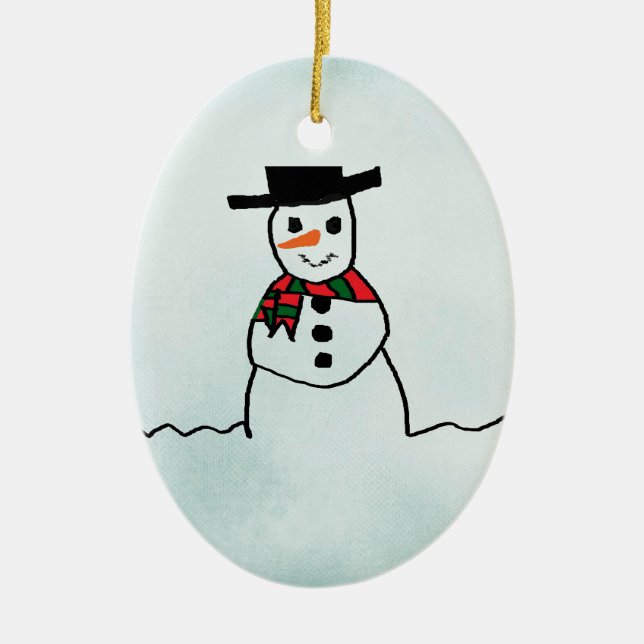 Snögubbe Julgransprydnad Keramik (Framsidan)
