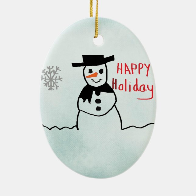 Snögubbe Julgransprydnad Keramik (Baksidan)