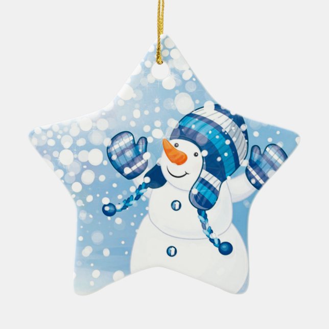 Snögubbe Julgransprydnad Keramik (Framsidan)