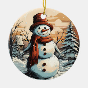 Snögubbe Julgransprydnad Keramik