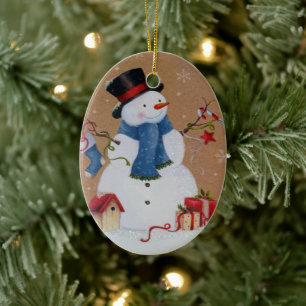 Snögubbe Julgransprydnad Keramik