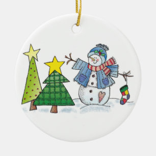 Snögubbe Julgransprydnad Keramik