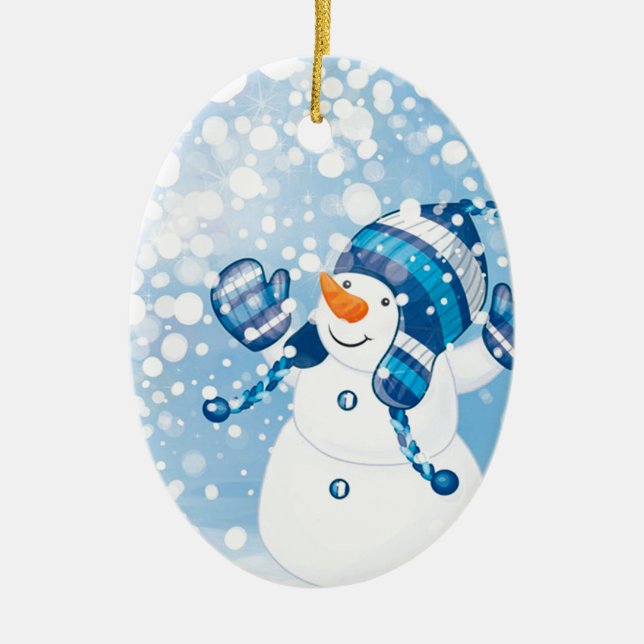 Snögubbe Julgransprydnad Keramik (Framsidan)