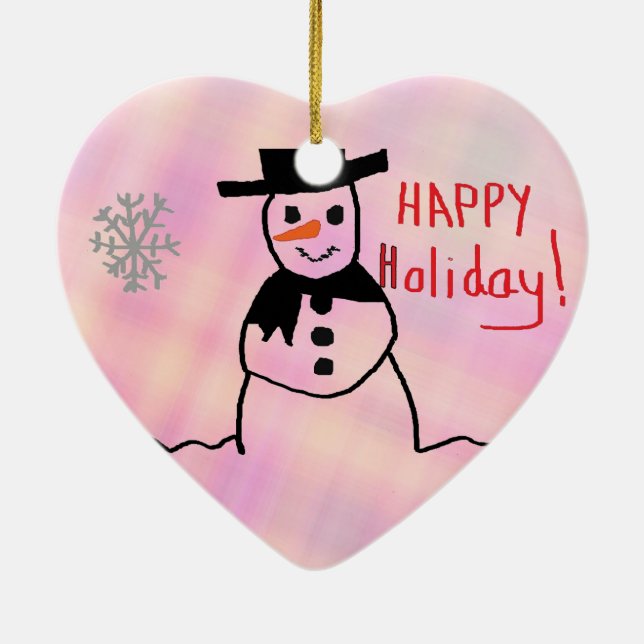 Snögubbe Julgransprydnad Keramik (Baksidan)