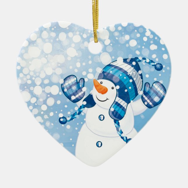 Snögubbe Julgransprydnad Keramik (Framsidan)