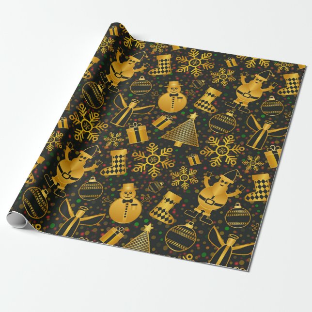 snögubbe-julklapp av guld papper presentpapper (Utrullad)