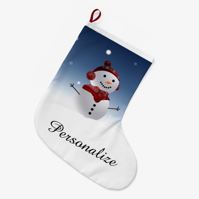 Snögubbe - julklapp - Personlig Namn Stor Julstrumpa (Framsidan (Hängande))