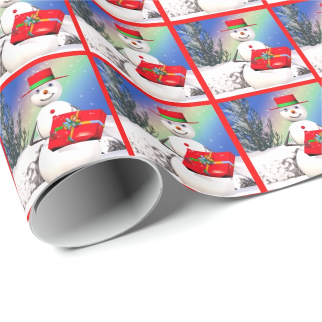 Snögubbe Julklapp Presentpapper (Rullad Hörn)