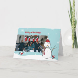 Snögubbe-julkort för föräldrars julkort kort