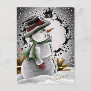 Snögubbe julkort helg vykort