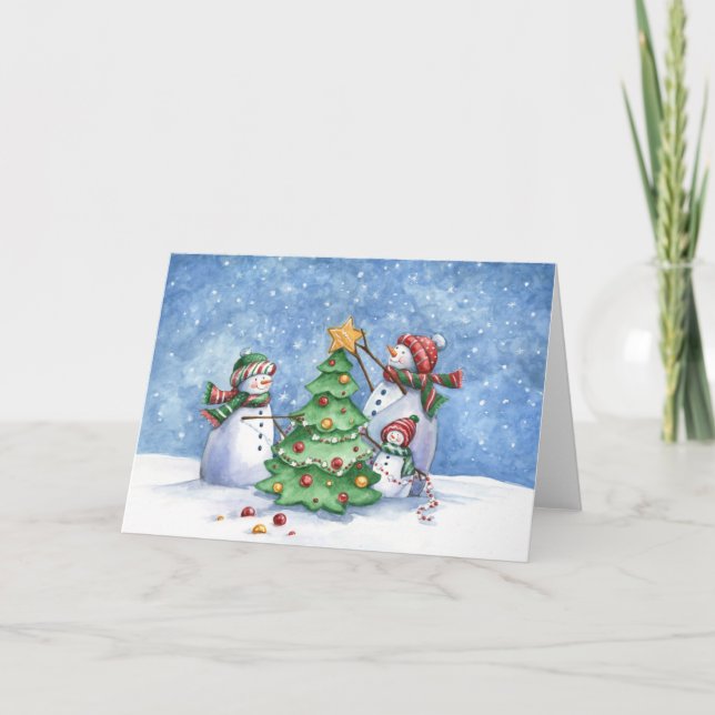 Snögubbe julkort Helgdag Helgkort (Framsida)