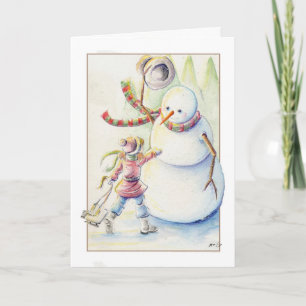 Snögubbe julkort helgkort