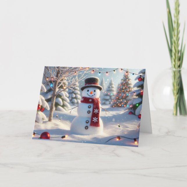 Snögubbe julkort helgkort (Framsida)