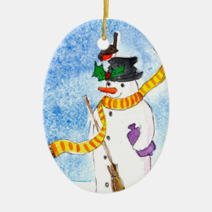 Snögubbe julprydnad julgransprydnad keramik