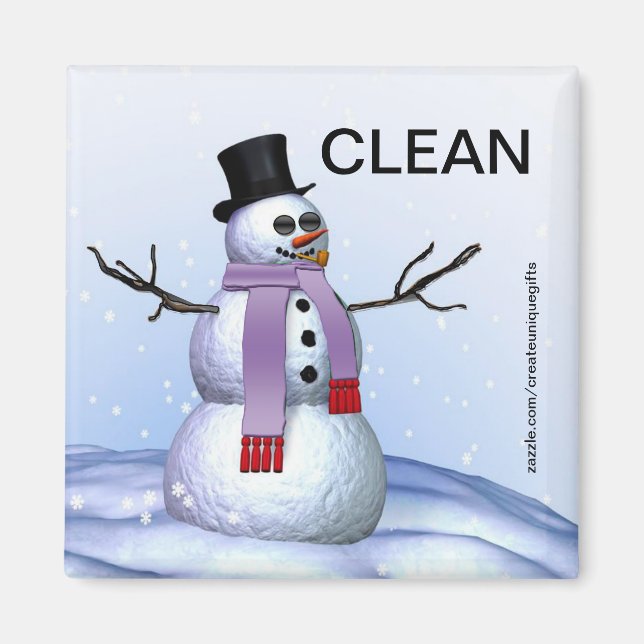 Snögubbe-julren Clean Dirty Dishwasher Magnet (Framsidan)