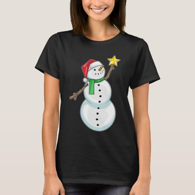 Snögubbe julstjärna t shirt (Framsida)