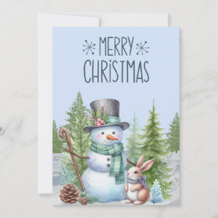 Snögubbe-kanin God jul-kort Julkort