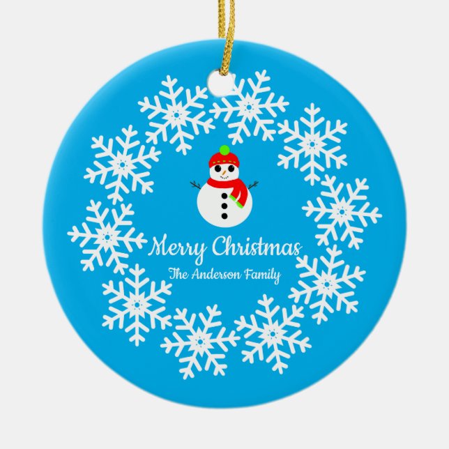 Snögubbe keramisk Dekoration (Framsidan)