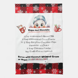 Snögubbe Kitchen Towel, Vegan Hett Chocolate Recip Kökshandduk