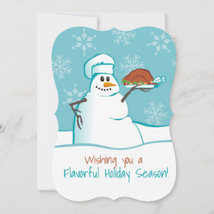 Snögubbe kock turkey Middag - kulinariskt julkort