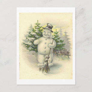 Snögubbe-kort för vintage-leende vykort