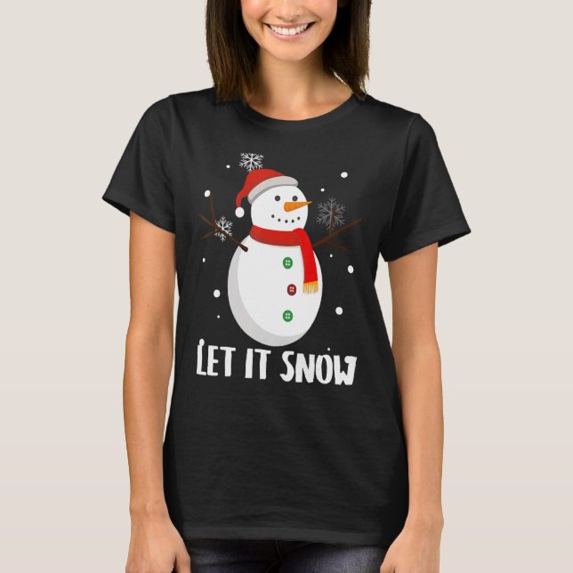 Snögubbe Låt det snöa Helgdag för julvintervinterv T Shirt (Framsida)