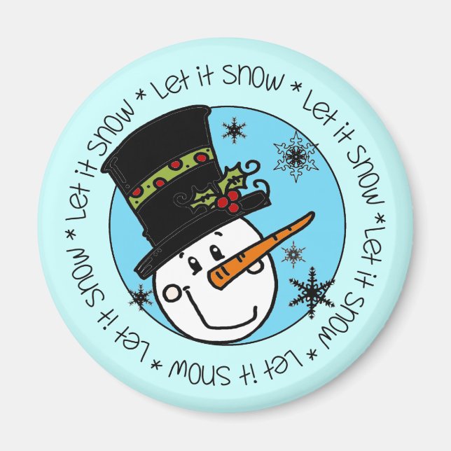 Snögubbe Låt det snöa Helgdagar Magnet (Framsidan)