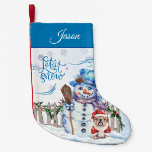 Snögubbe LÅT DET SNÖA PERSONLIG Liten Julstrumpa