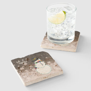 Snögubbe "Låt det snöa" Top hat. Stenunderlägg