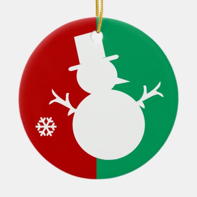 Snögubbe Logotyp Julgransprydnad Keramik (Framsidan)
