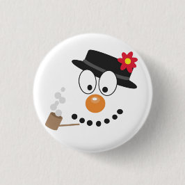 Snögubbe Lusnyj Ansikte Cute Novelty jul Knapp