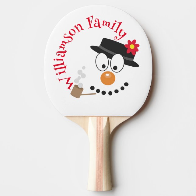 Snögubbe Lusnyj Ansikte Cute Novelty jul Pingisracket (Framsidan)