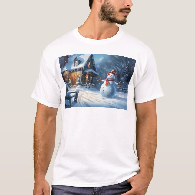 Snögubbe-målning T Shirt (Framsida)