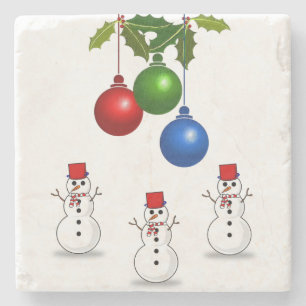 Snögubbe Marble Stone Underlägg jul