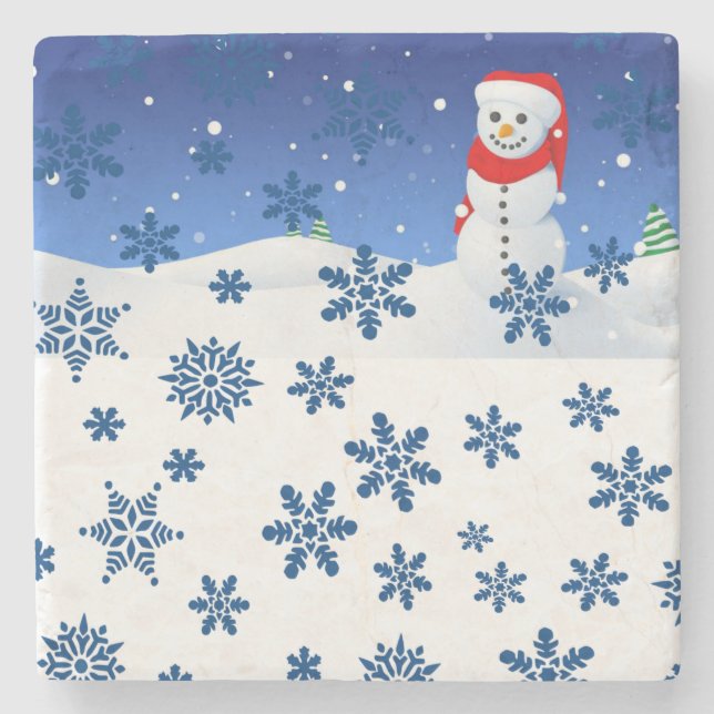 Snögubbe Marble Stone Underlägg jul (Framsidan)