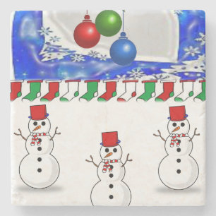 Snögubbe Marble Stone Underlägg jul