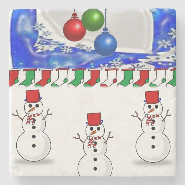 Snögubbe Marble Stone Underlägg jul (Framsidan)