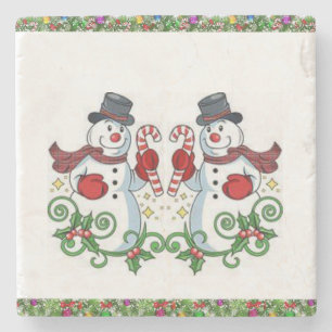 Snögubbe Marble Stone Underlägg jul