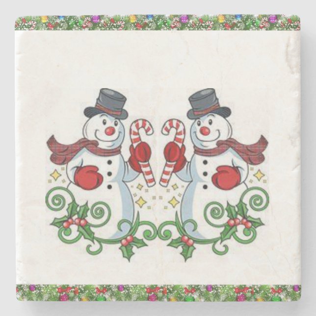 Snögubbe Marble Stone Underlägg jul (Framsidan)