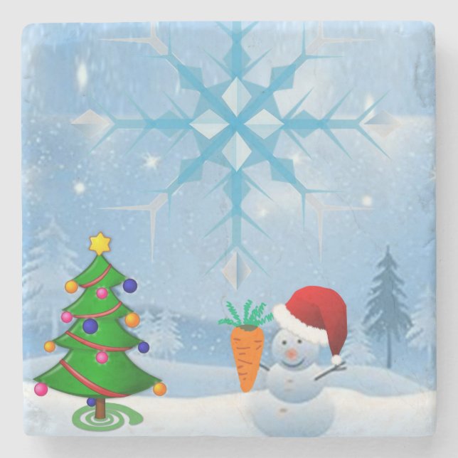 Snögubbe Marble Stone Underlägg jul (Framsidan)