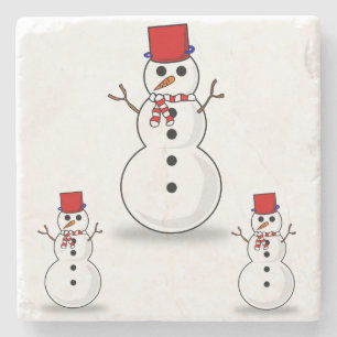 Snögubbe Marble Stone Underlägg jul