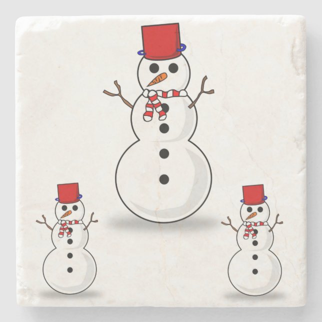 Snögubbe Marble Stone Underlägg jul (Framsidan)