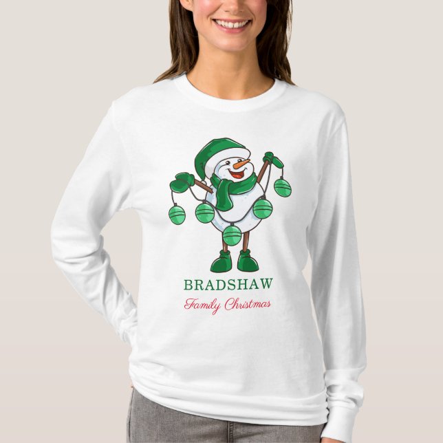 Snögubbe med Baubles-julmatchning T Shirt (Framsida)