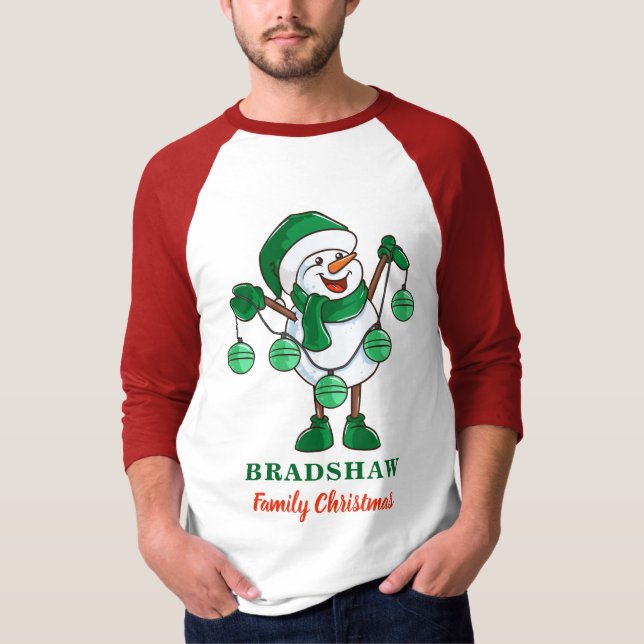 Snögubbe med Baubles-julmatchning T Shirt (Framsida)